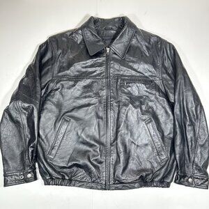 American Classics Colebrook Distressed Black Leather Bomber Jacket Men Sz L Flaw